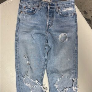 Levi's Light Blue Distressed Straight Leg Jeans wedgie